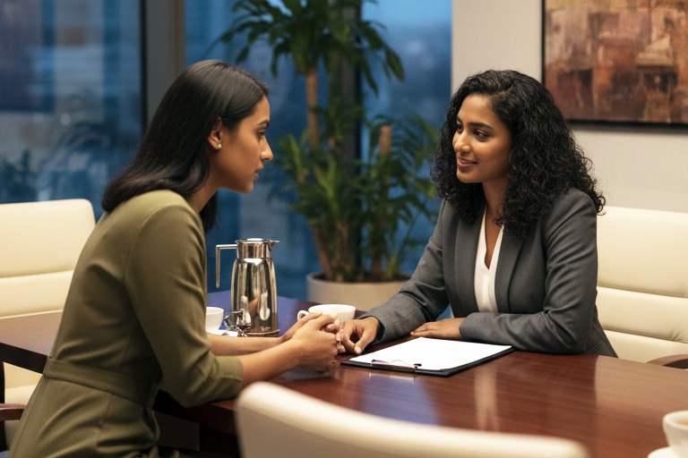 Migration lawyer in Mulgrave discussing partner visa application with client