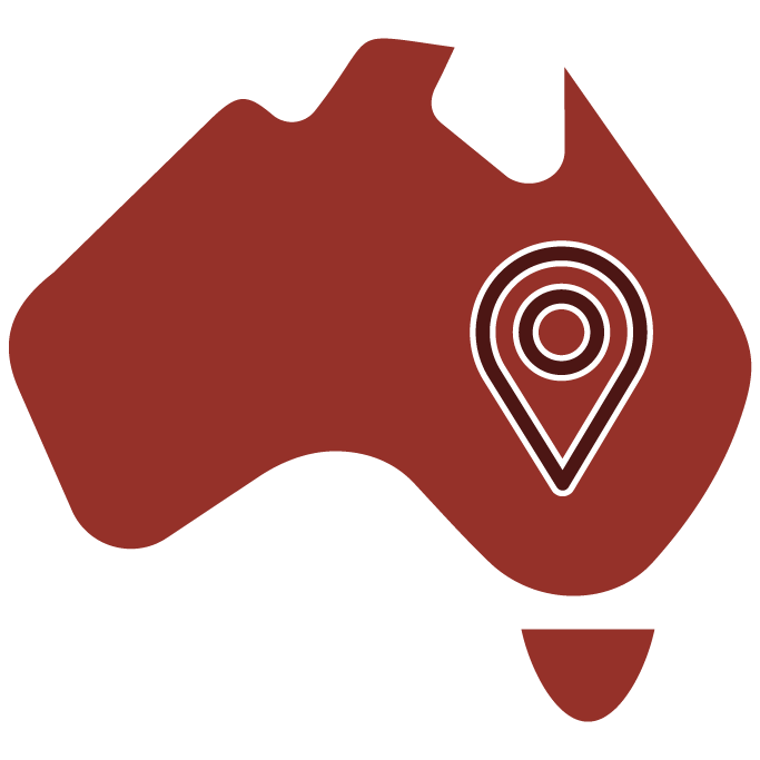 Map of Australia with a location pointer icon