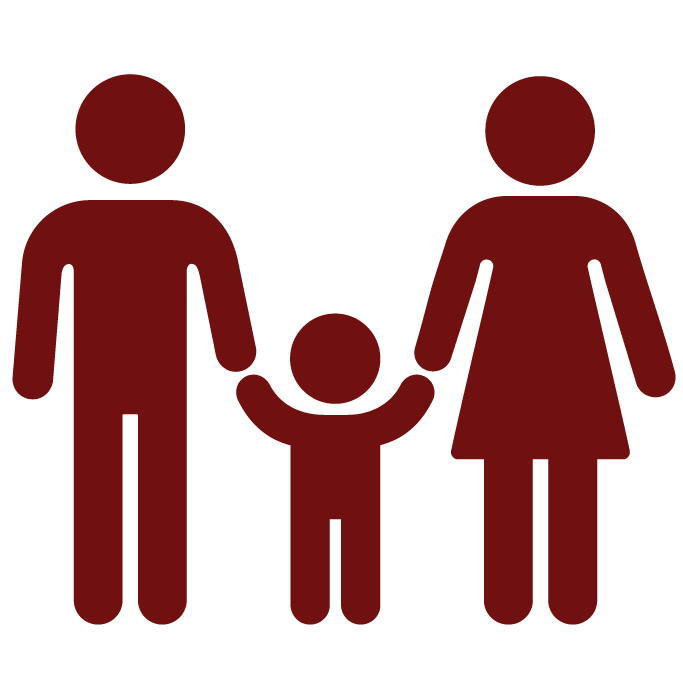A family of 3 with a child inbetween 2 parents