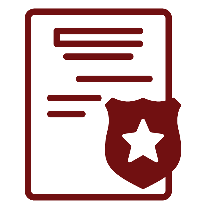 A paper icon with a police badge