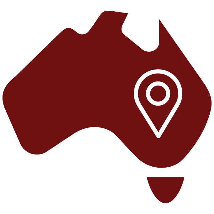 Map of Australia with a location pointer icon