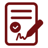 A document with a red seal and a pen with a signature