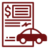 A document with a dollar sign and a symbol of a car